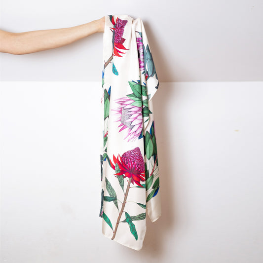 Silk Scarves: Protea Flora Single-Sided Rectangular