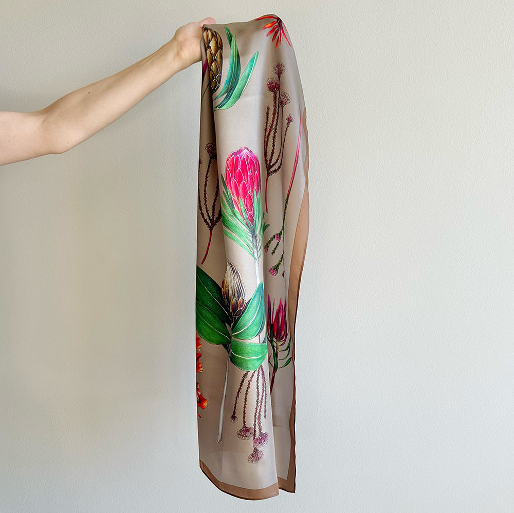 Silk Scarves: Cape Fynbos Single-Sided Rectangular