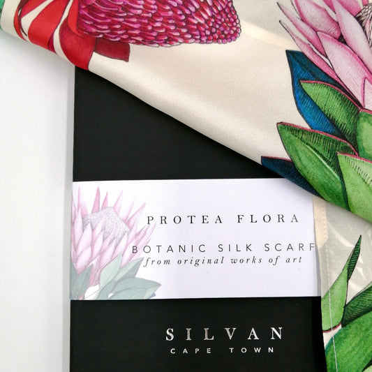 Silk Scarves: Protea Flora Single-Sided Rectangular
